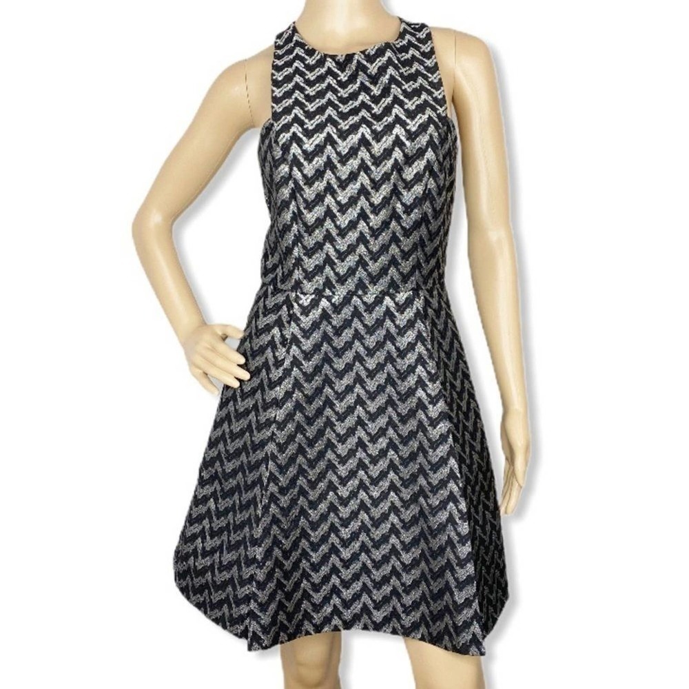 Likely Black & Silver Structured A-Line Dress Size 2